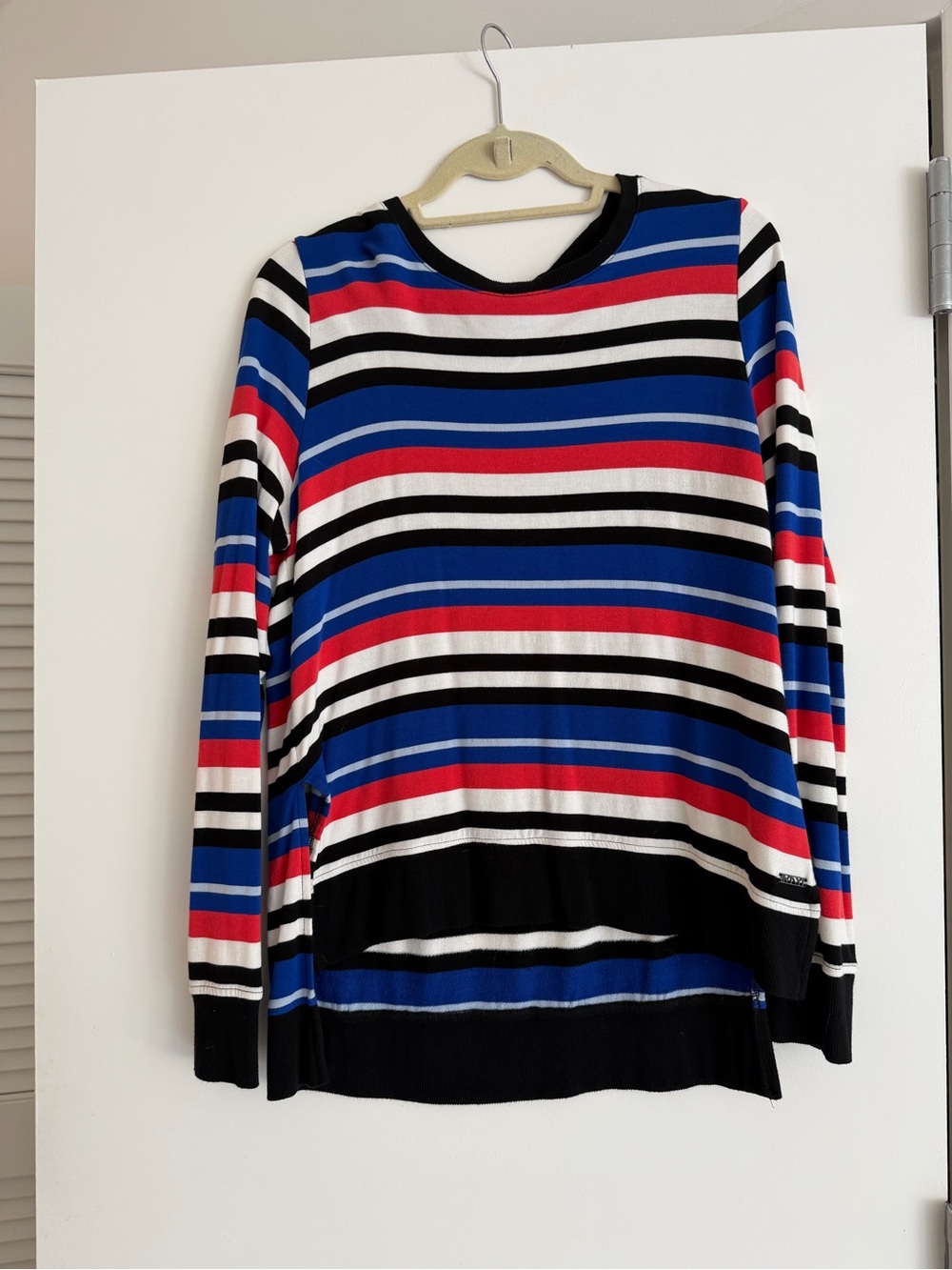 Marc New York Striped Crewneck Hi-Lo Striped Top